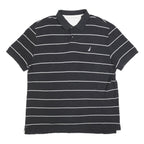 NAUTICA Mens Black & White Striped Short Sleeve Polo Shirt 2XL Cotton Blend