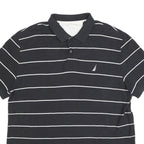 NAUTICA Mens Black & White Striped Short Sleeve Polo Shirt 2XL Cotton Blend