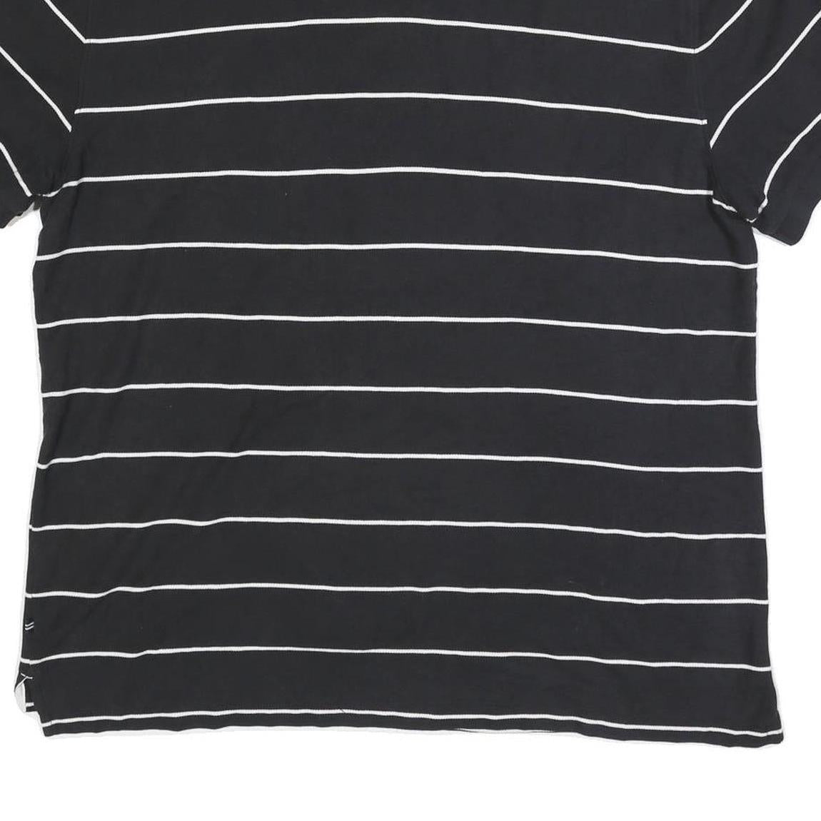 NAUTICA Mens Black & White Striped Short Sleeve Polo Shirt 2XL Cotton Blend
