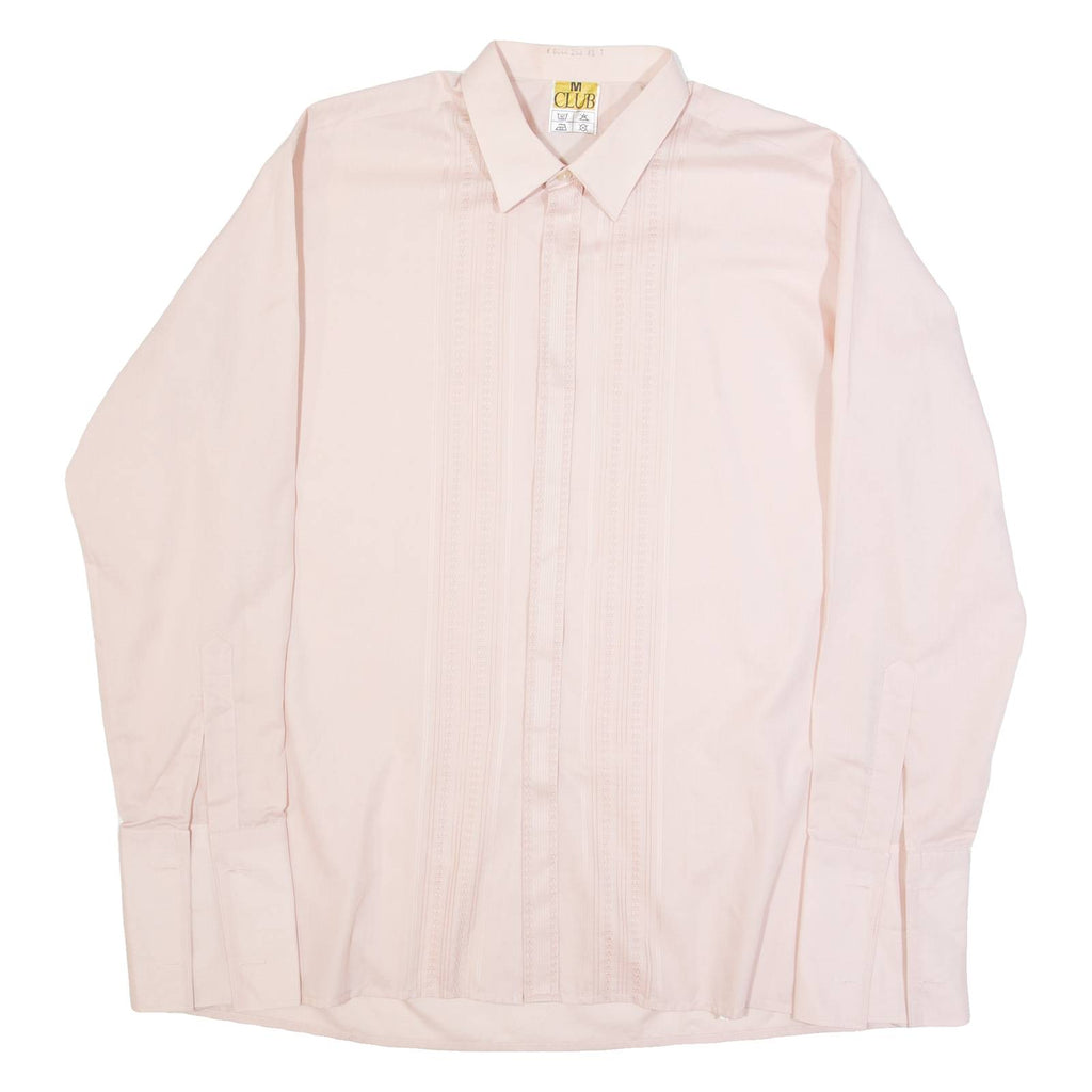 M CLUB Mens Formal Shirt Pink 90s Long Sleeve L