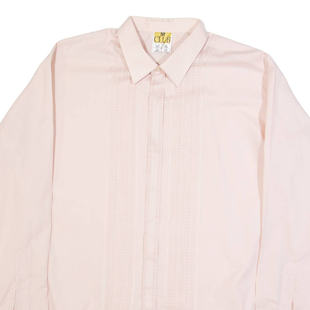 M CLUB Mens Formal Shirt Pink 90s Long Sleeve L