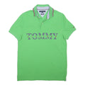 TOMMY HILFIGER Mens Green Short Sleeve Polo Shirt S Cotton Blend Logo Print