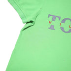 TOMMY HILFIGER Mens Green Short Sleeve Polo Shirt S Cotton Blend Logo Print