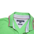 TOMMY HILFIGER Mens Green Short Sleeve Polo Shirt S Cotton Blend Logo Print
