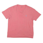 POLO RALPH LAUREN Mens Pink V-Neck T-Shirt M Cotton Blend Classic Fit