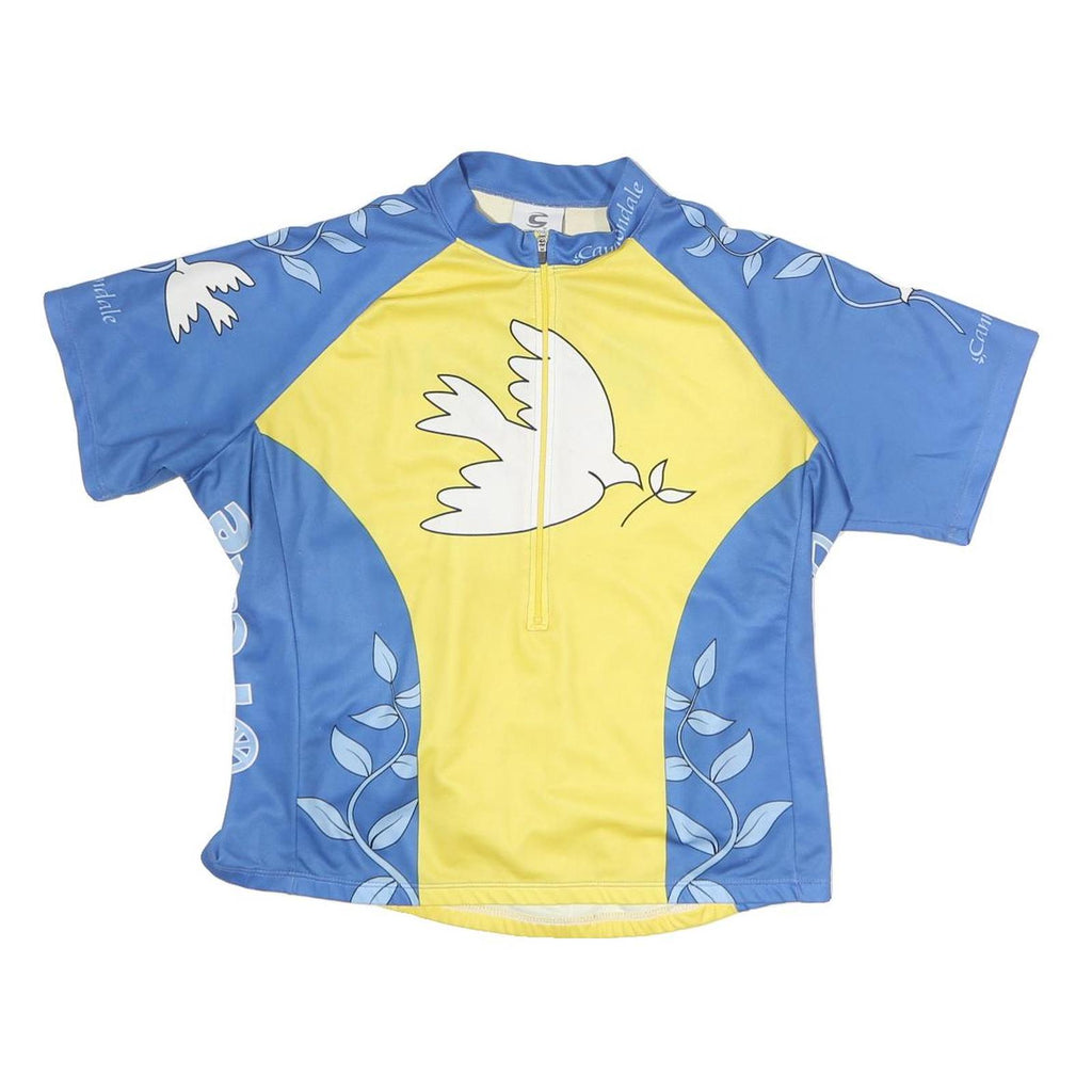 CANNONDALE Womens Blue & Yellow Peace Graphic Modern T-Shirt M Short Sleeve Half
