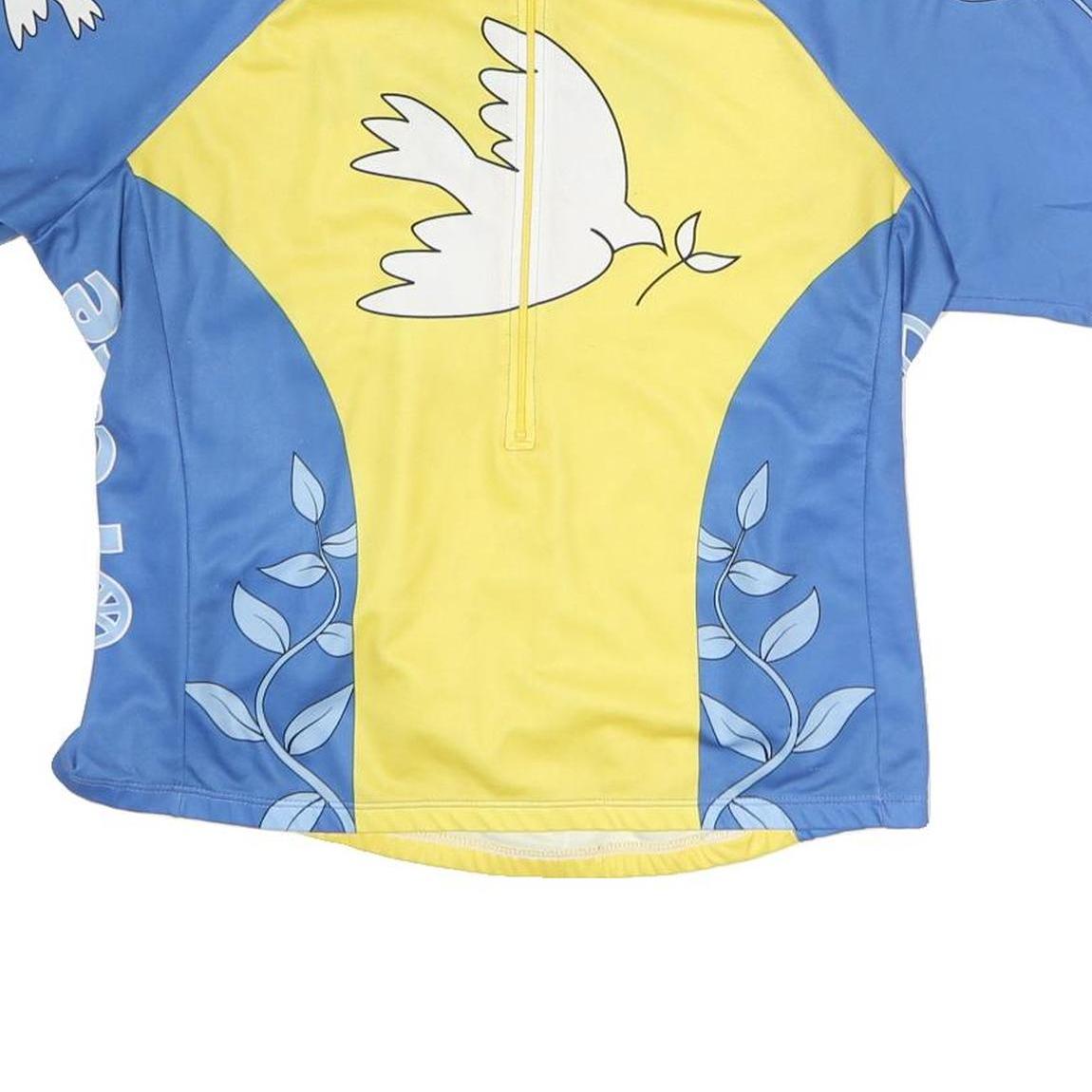 CANNONDALE Womens Blue & Yellow Peace Graphic Modern T-Shirt M Short Sleeve Half