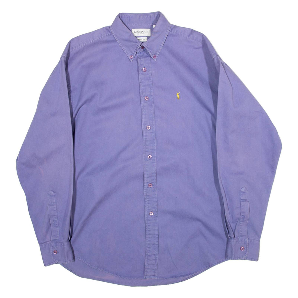YVES SAINT LAURENT Mens Plain Shirt Purple Long Sleeve M