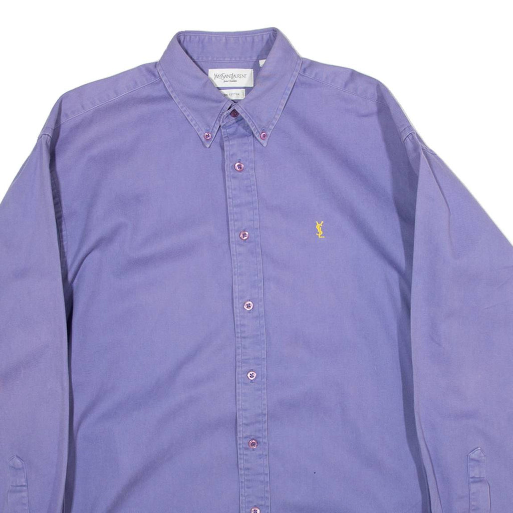 YVES SAINT LAURENT Mens Plain Shirt Purple Long Sleeve M