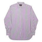 MARKS & SPENCER Mens Purple & White Striped Shirt M Formal Cotton Blend