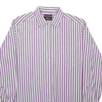 MARKS & SPENCER Mens Purple & White Striped Shirt M Formal Cotton Blend