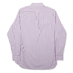 MARKS & SPENCER Mens Purple & White Striped Shirt M Formal Cotton Blend