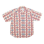 KAREN SCOTT Womens Red Blue & Cream Printed Shirt Short Sleeve Collared M