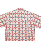 KAREN SCOTT Womens Red Blue & Cream Printed Shirt Short Sleeve Collared M