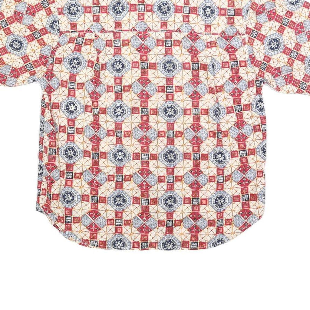 KAREN SCOTT Womens Red Blue & Cream Printed Shirt Short Sleeve Collared M