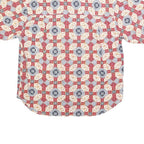 KAREN SCOTT Womens Red Blue & Cream Printed Shirt Short Sleeve Collared M
