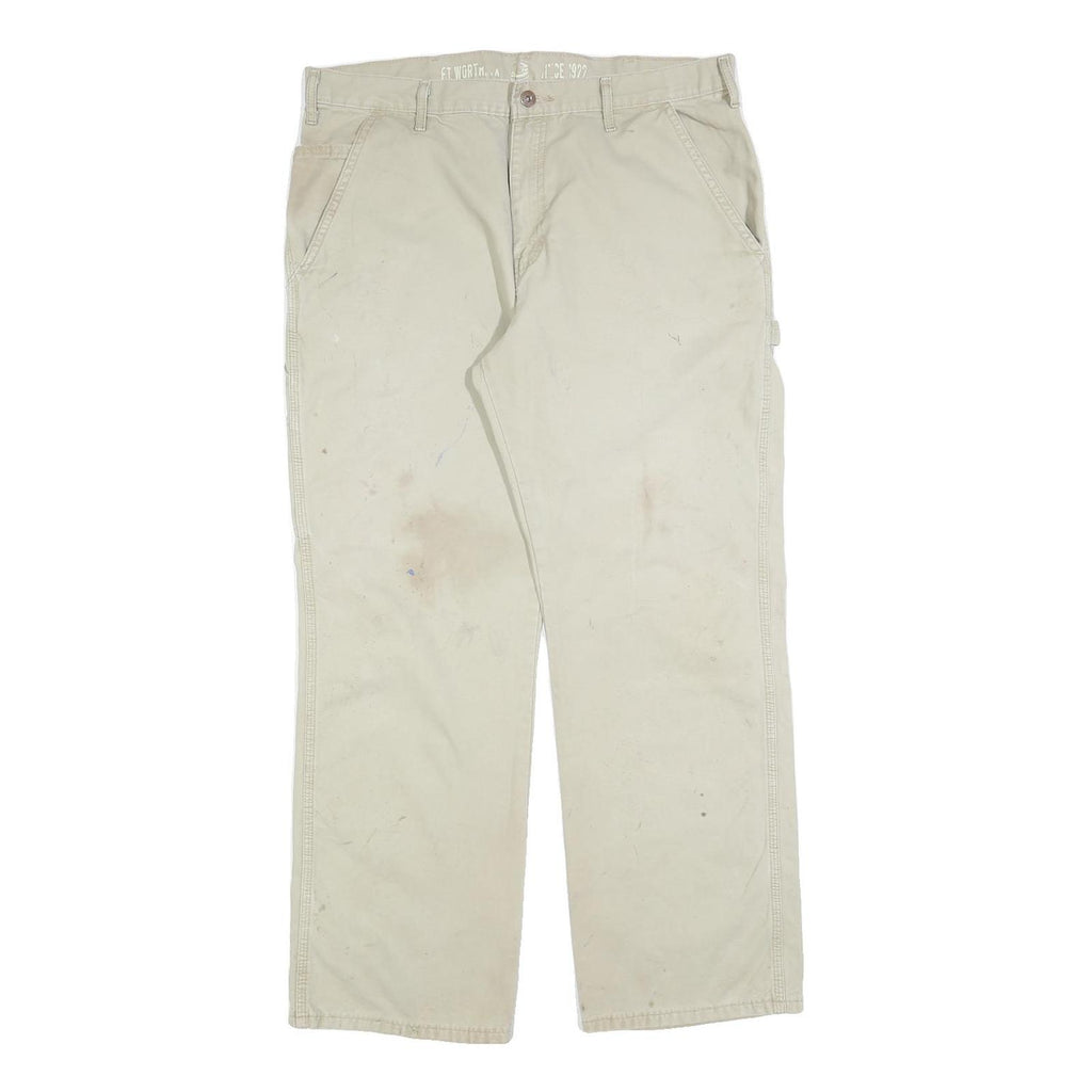 DICKIES Mens Cotton Blend Beige Relaxed Straight Trousers W34 L30 Workwear Zip