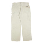 DICKIES Mens Cotton Blend Beige Relaxed Straight Trousers W34 L30 Workwear Zip