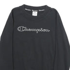 CHAMPION Womens Black Crew Neck M Logo Print Cotton Blend Sweatshirt