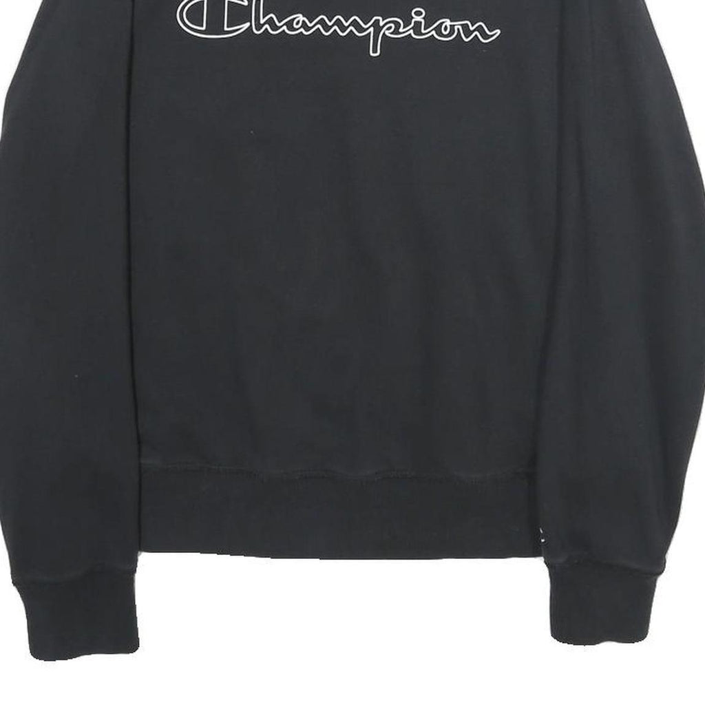 CHAMPION Womens Black Crew Neck M Logo Print Cotton Blend Sweatshirt