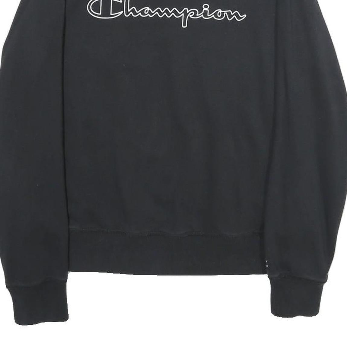 CHAMPION Womens Black Crew Neck M Logo Print Cotton Blend Sweatshirt