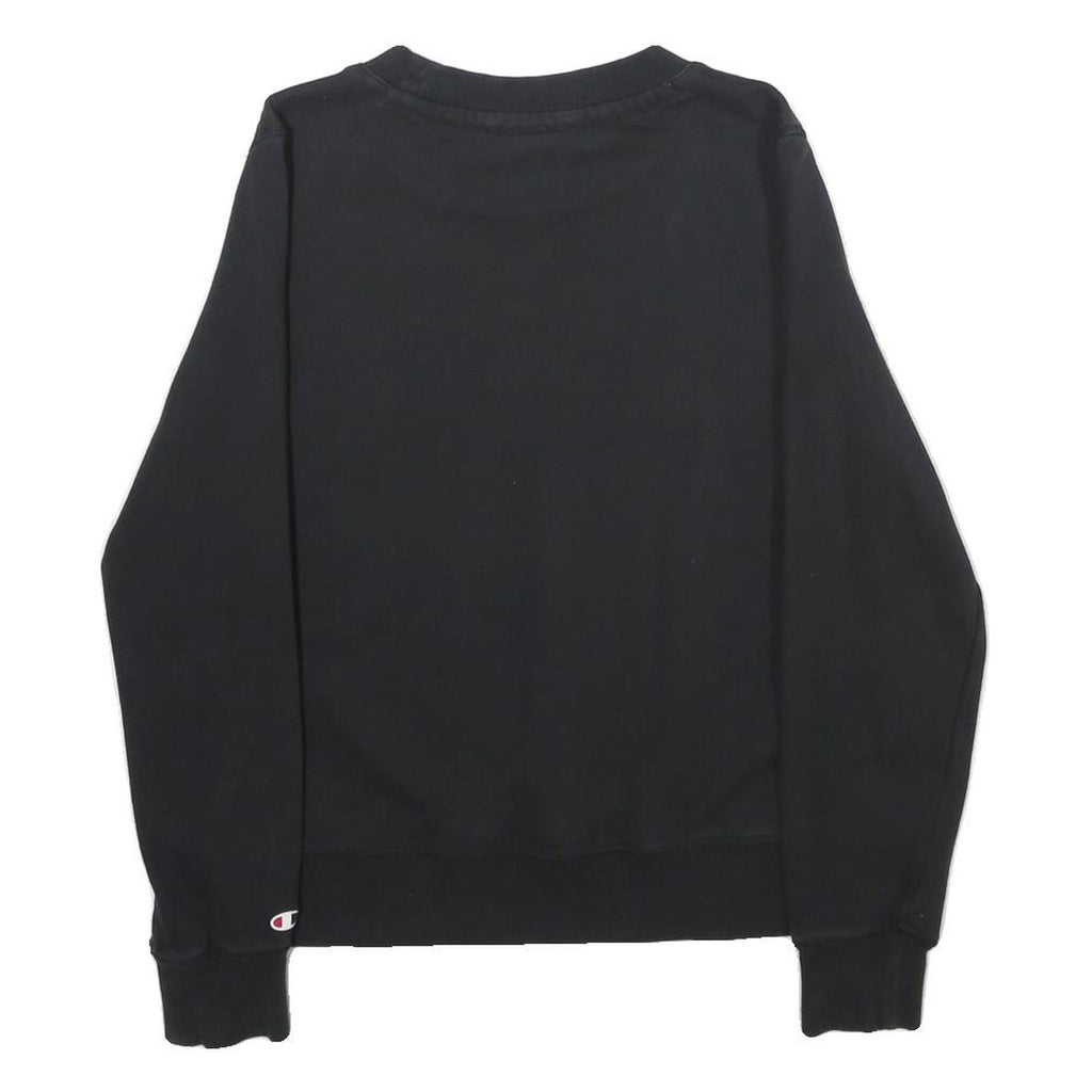 CHAMPION Womens Black Crew Neck M Logo Print Cotton Blend Sweatshirt