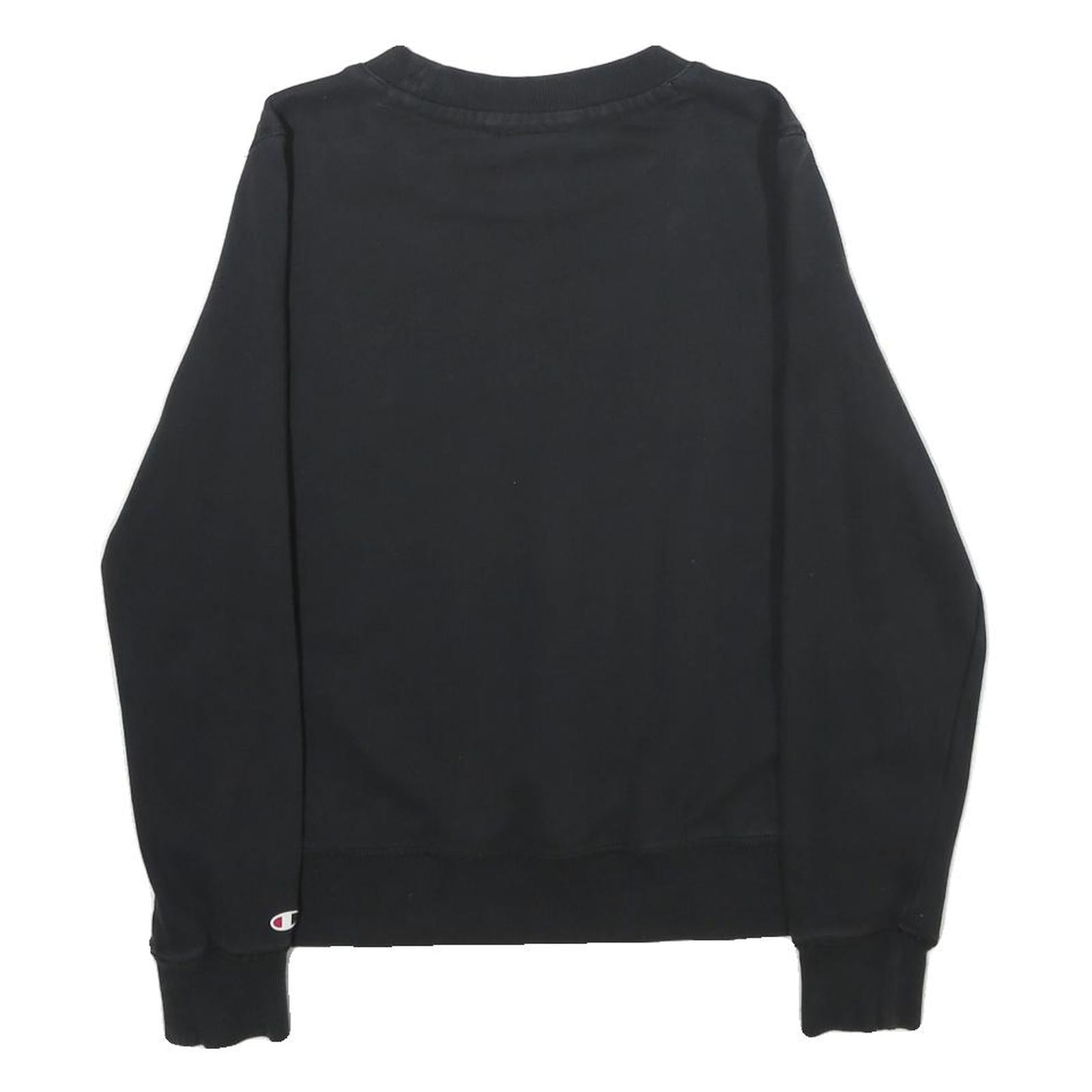 CHAMPION Womens Black Crew Neck M Logo Print Cotton Blend Sweatshirt