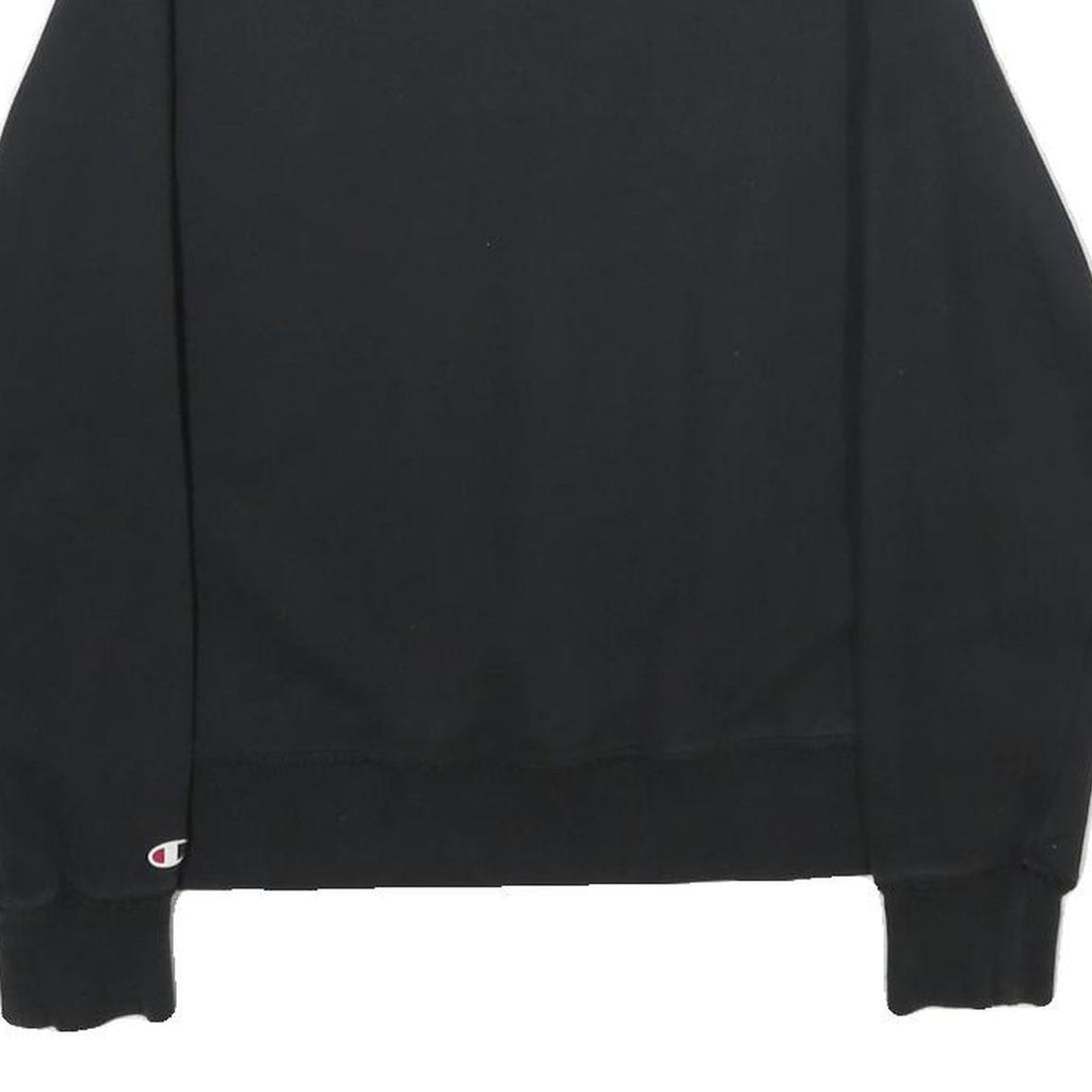 CHAMPION Womens Black Crew Neck M Logo Print Cotton Blend Sweatshirt