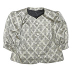 Womens Black & Cream Patterned Button Closure Polyester Blend Jacket S