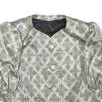Womens Black & Cream Patterned Button Closure Polyester Blend Jacket S