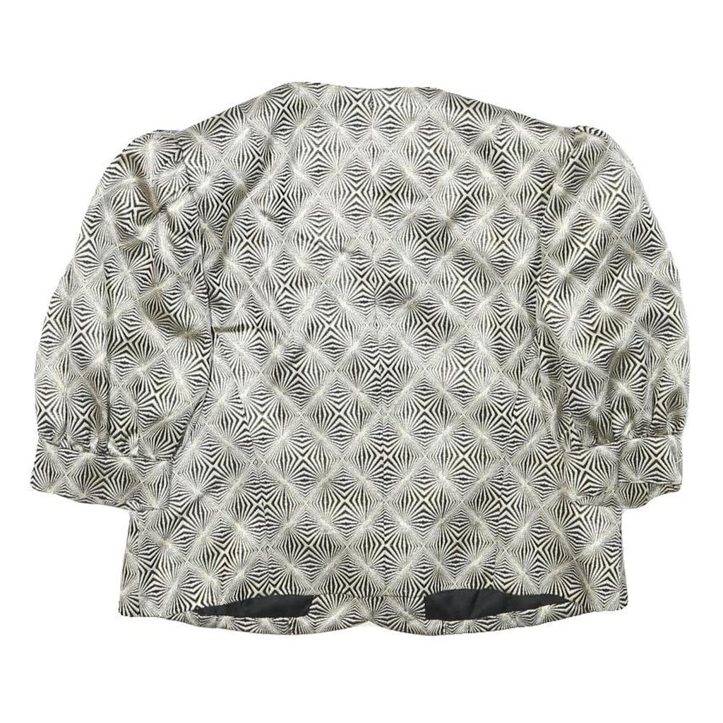 Womens Black & Cream Patterned Button Closure Polyester Blend Jacket S