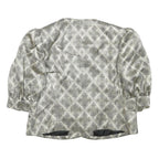 Womens Black & Cream Patterned Button Closure Polyester Blend Jacket S