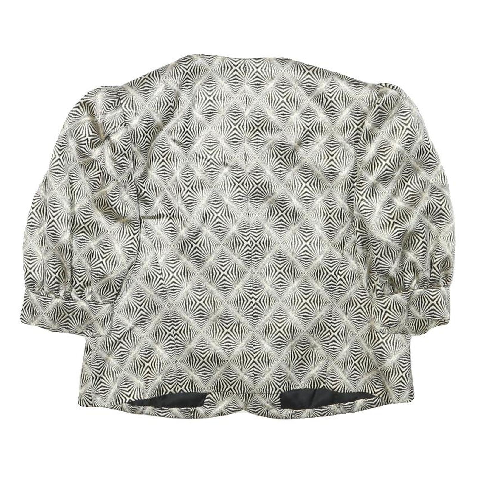 Womens Black & Cream Patterned Button Closure Polyester Blend Jacket S