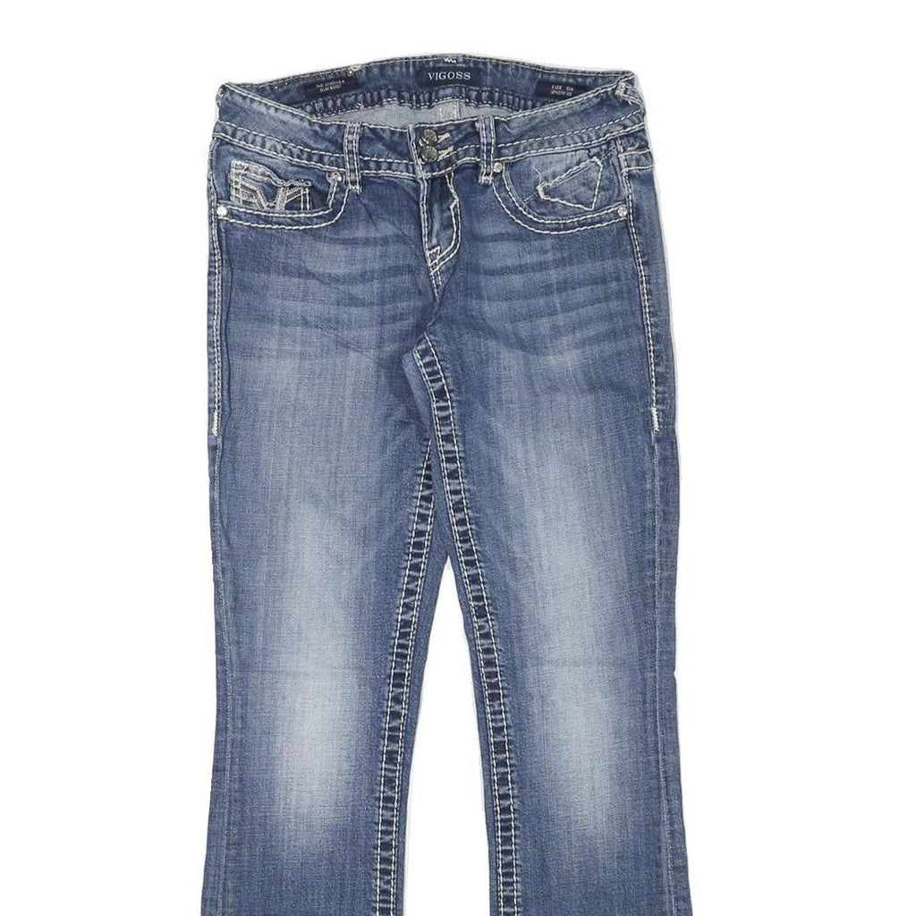 VIGOSS Womens Jeans Blue Slim Straight Denim Medium W28 L31 Stylish Detailed