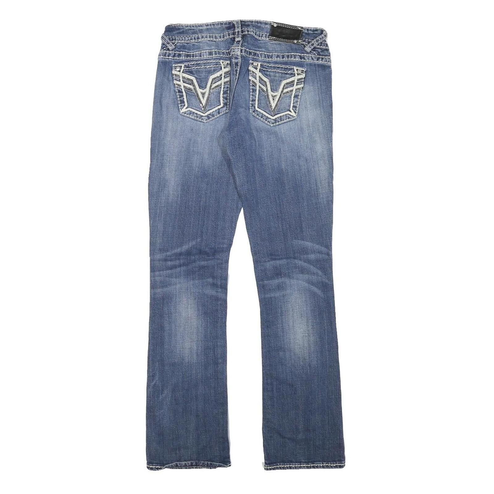 VIGOSS Womens Jeans Blue Slim Straight Denim Medium W28 L31 Stylish Detailed