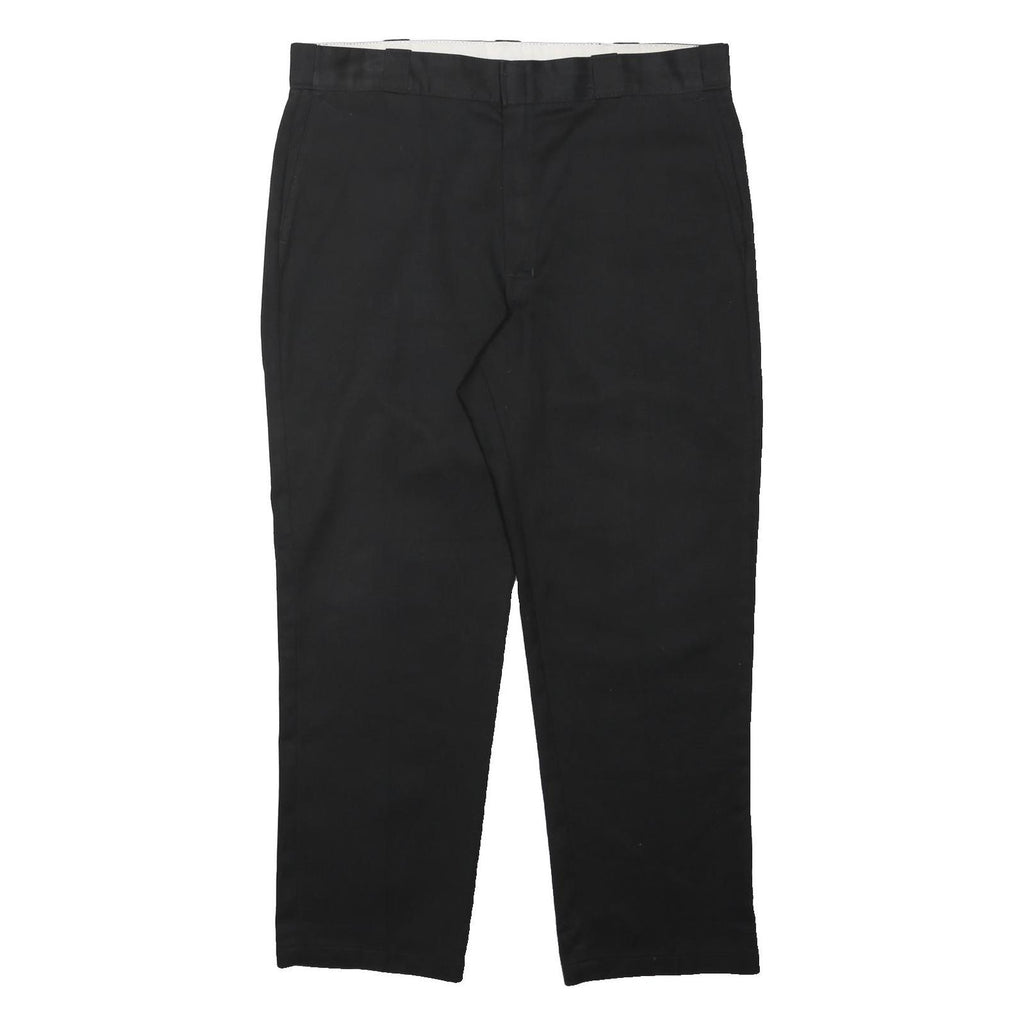 DICKIES Mens Black Regular Fit Straight Leg Trousers W40 L30 Workwear Zip