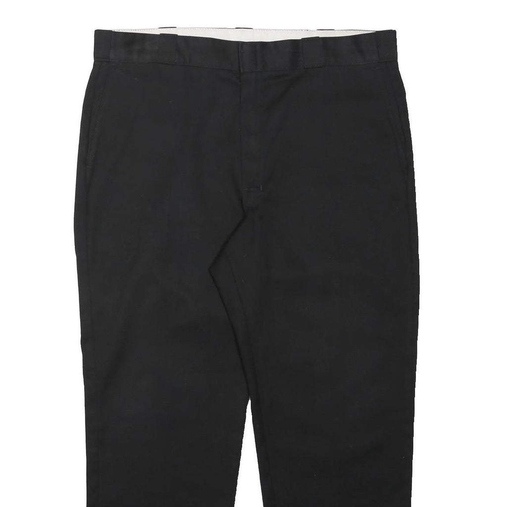 DICKIES Mens Black Regular Fit Straight Leg Trousers W40 L30 Workwear Zip