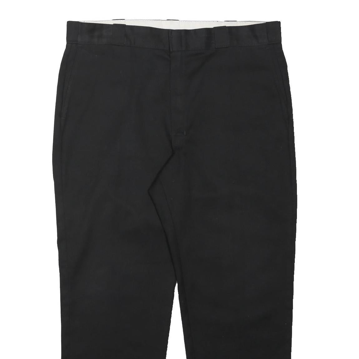 DICKIES Mens Black Regular Fit Straight Leg Trousers W40 L30 Workwear Zip