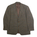 HOSTETTER MODE Mens Brown & Blue Wool Checked Classic Jacket XL Button Wool