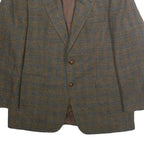 HOSTETTER MODE Mens Brown & Blue Wool Checked Classic Jacket XL Button Wool