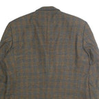 HOSTETTER MODE Mens Brown & Blue Wool Checked Classic Jacket XL Button Wool