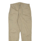 Mens Relaxed Fit Beige Cotton Blend Cargo Trousers W27 L26 Zip Pocket Detail