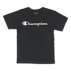 CHAMPION Mens Black Graphic T-Shirt S Short Sleeve Crew Neck Logo Print