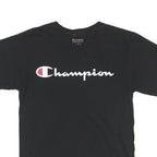 CHAMPION Mens Black Graphic T-Shirt S Short Sleeve Crew Neck Logo Print