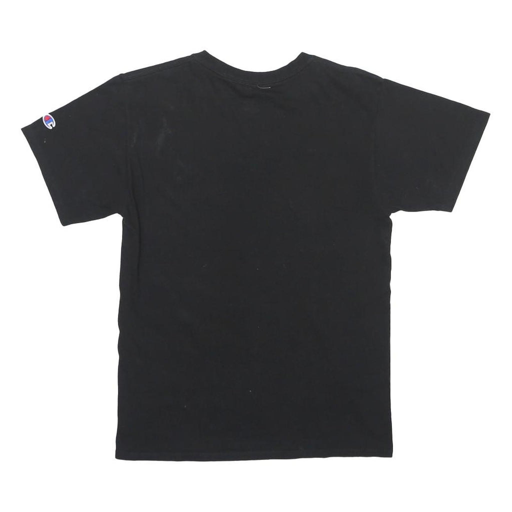 CHAMPION Mens Black Graphic T-Shirt S Short Sleeve Crew Neck Logo Print