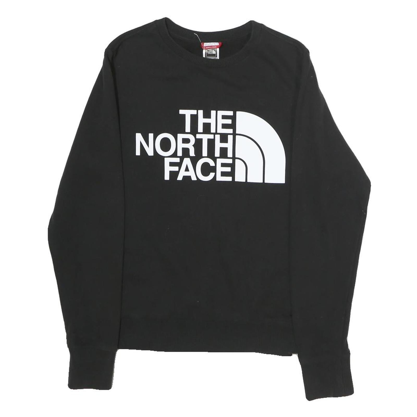 THE NORTH FACE Womens Black Sweatshirt Crew Neck S Logo Printed Cotton Pullover