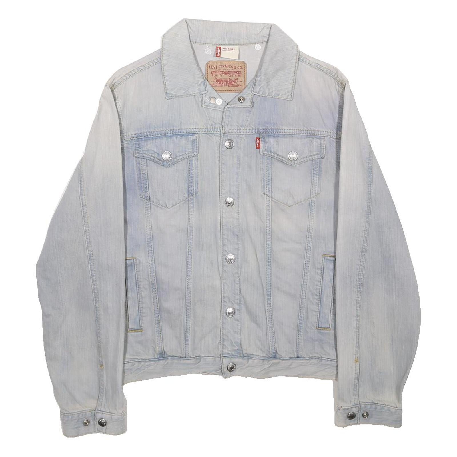 LEVI'S Womens Blue Denim Jacket S Cotton Plain Regular Fit Button Closure