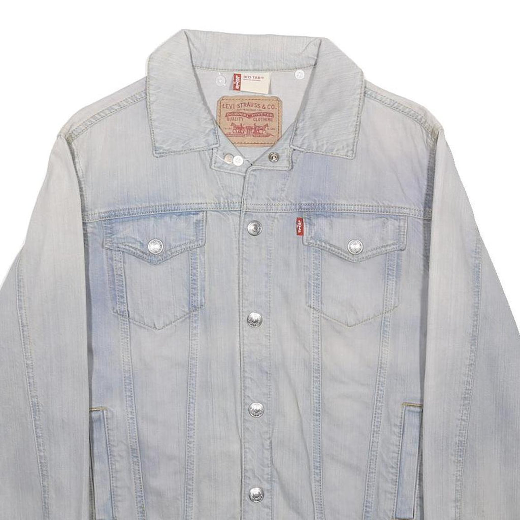 LEVI'S Womens Blue Denim Jacket S Cotton Plain Regular Fit Button Closure