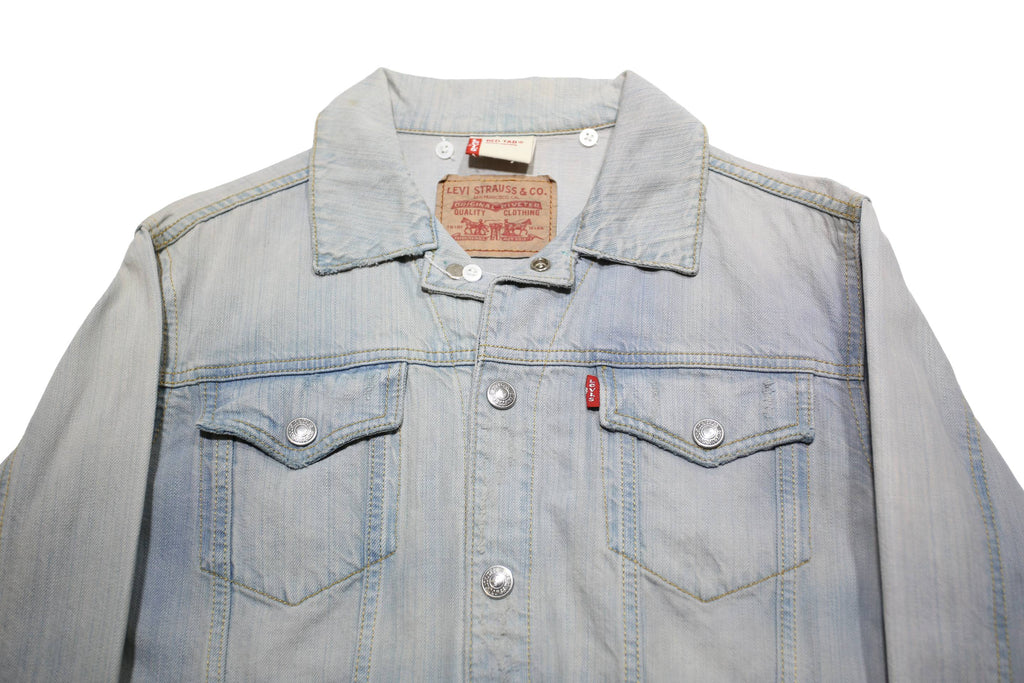 LEVI'S Womens Blue Denim Jacket S Cotton Plain Regular Fit Button Closure
