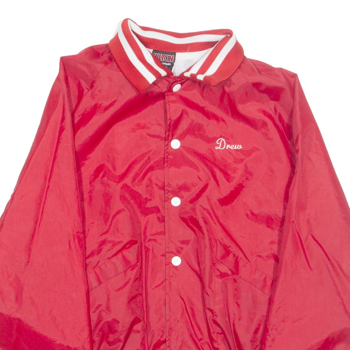 HILTON Mens Varsity Jacket Red Nylon M